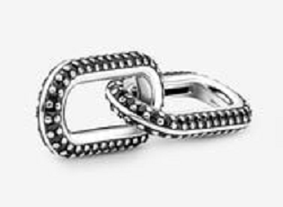 Charm colgante doble aro plata envejecida con textura de perlas Pandora