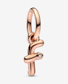 [ME-212] Charm colgante letra F circonia baño oro rosa Pandora