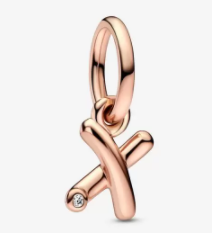 [ME-218] Charm colgante letra X circonia oro rosa Pandora