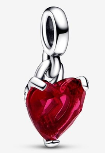 [ME-219] Charm colgante corazón circonia roja facetada Pandora