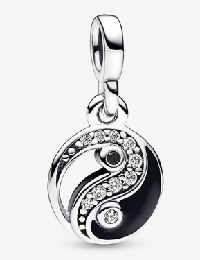 [ME-221] Charm colgante yin yang pavé y esmalte negro Pandora
