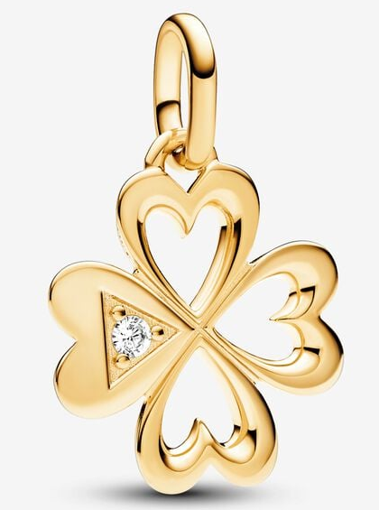 [ME-226] Charm colgante trébol de corazones circonia baño dorado Pandora