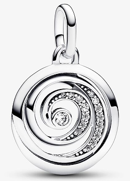 [ME-228] Charm colgante espiral pavé circonia central plata Pandora