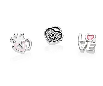 [792021PCZ] Charm trío Pandora corona, candado y LOVE plata
