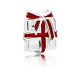 [796396EN39] Charm regalo esmalte rojo lazo blanco Pandora