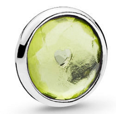 [792175PE] Charm Pandora gota cristal verde lima con corazón