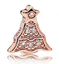[786399CZ] Charm Árbol de Navidad Circonias Oro Rosa